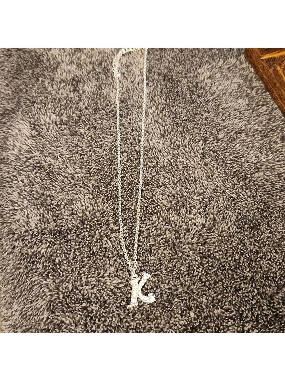 Elegant Silver Necklace with A Charm of a Letter K Pendant